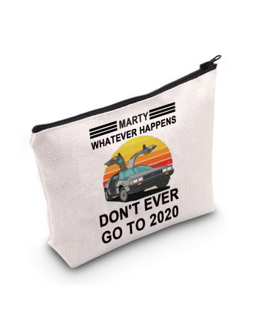 Levlo marty car cosmetic bag vintage retro car gift marty whatever haapens don't ever go to 2020 make-up zipper bag for friends family marty whatver haapens