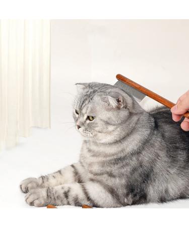 Longbest Steel Pet Comb for Cats & Dogs - Knot Remover Skin-Friendly Wooden Handle Feline & Canine Care - Buy Online on GoSupps.com