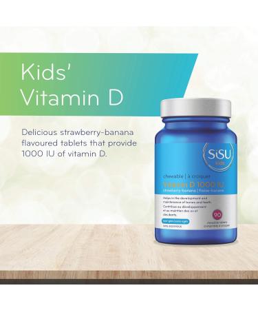 Sisu Kids Vitamin D 1000 IU 90 Chewable Tablets - Chewable Vitamin D Supplement for Kids - Bone & Teeth Health Support - Non-GMO Gluten & Dairy Free - 90 Servings - Buy Online on GoSupps.com