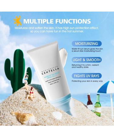 Allony Madagascar Centella Sunscreen Facial Sunscreen SPF 50 Hydrating and Light Suntan Lotion Dry and Non-greasy Waterproof and Sweatproof(50ml) - Buy Online on GoSupps.com