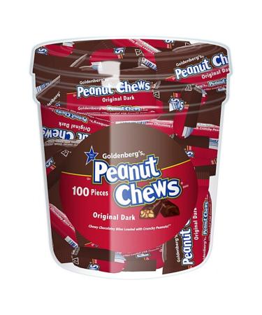 Peanut Chews Original Dark Chocolate, Bite size, 100 count Tub
