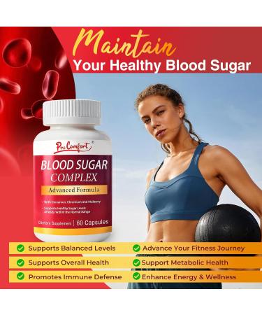 Pro Comfort Blood Sugar Complex Supplement-Supports Healthy Blood Sugar Levels Already Whithin Normal Range All Natural with Cinnamon Chromium Mulberry Alpha Lipoic Acid-60 Capsules - Buy Online on GoSupps.com