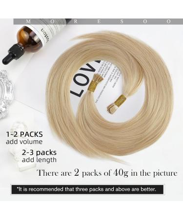 Moresoo Real Hair I Tip Extensions - Blond Keratin Bonding 40cm Caramel & Platinum Blonde #P14/613 - 40g/50s for International Shipping - Buy Online on GoSupps.com