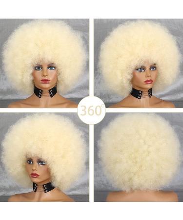 XINRAN 70s Blonde Afro Wigs for Black Women - Natural Curly Beige Blonde Hair - Buy Online on GoSupps.com