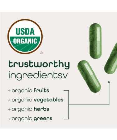 Zena Nutrition Organic Super Greens Fruit & Veggies Supplement 70+ Superfoods from Fruit & Vegetables Spirulina Chlorella Prebiotics & Probiotics Digestive Enzymes for Gut Health 180 Capsules Unflavoured Capsules - Buy Online on GoSupps.com