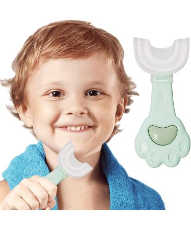U-Shaped Toothbrush Kids Food Grade Soft Silicone Brush Head for Kids Age 2-6 360 Oral Teeth Cleaning Design and Children - Baby Toothbrush - U Shaped Toothbrush Kids Green - Buy Online on GoSupps.com