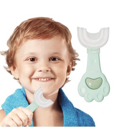 All Rounded U Shape Toothbrush | Manual U Shaped Toothbrush - Cute Cartoon Whitening Toothbrush Teeth Cleaning Design for Kids Ages 2-6 Ssxx Green 1 count (Pack of 1)