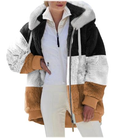 Shop Hanxiulin Oversized Fleece Jacket for Women - Warm Hooded Sweater Coat in Coffee - Perfect Winter Transition Layer 4XL - Buy Online on GoSupps.com