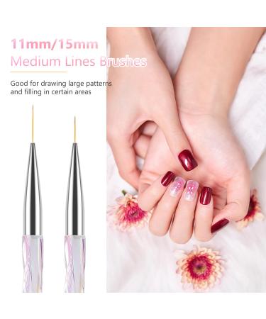 TEOYALL Nail Art Liner Brushes - Fine Line Precision Drawing Brushes for Gel Nail Polish | 7/9/11/15/20mm - Buy Online on GoSupps.com