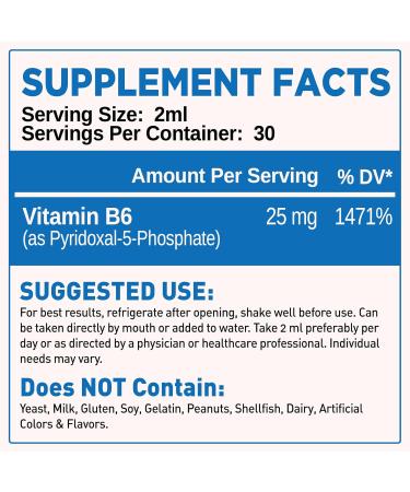 duwhot P5P Vitamin B6 25mg Pyridoxal-5-Phosphate Activated B6 Liquid Drops for Women & Men Energy Support Balance Nervous System Health 2 Fl Oz - Buy Online on GoSupps.com
