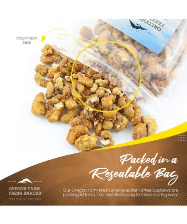 Oregon Farm Fresh Butter Toffee Cashews - 22oz Sweet and Crunchy Nut Snacks for School, Office, and Road Trips - Buy Online on GoSupps.com