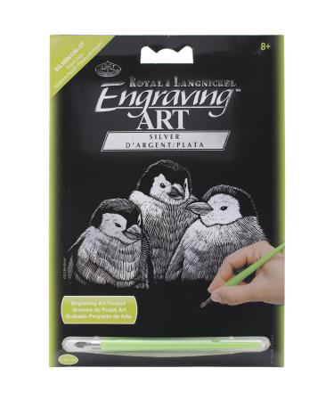 ROYAL BRUSH Silver Foil Engraving Penguin Chicks Art Mini Kit, 5" by 7"