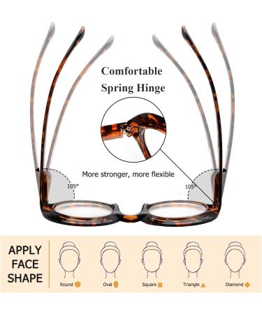 LUR Oversized Round Reading Glasses for Women - 4 Pack Large Frame +1.50 - Stylish & Comfortable Readers in Multiple Colors - Buy Online on GoSupps.com