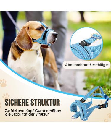 Adjustable Reflective Nylon Muzzle for Small Dogs - Prevent Biting Barking & Chewing | Eyin Blue Muzzle (Size S) - Comfortable & Breathable Design - Buy Online on GoSupps.com