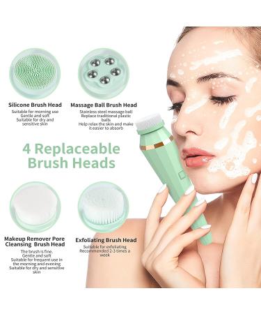 Xawy Facial Cleansing Brush - Rechargeable Waterproof 360 Spin Face Scrubber with 3 Modes and 4 Brushes for Deep Cleansing and Exfoliation - Ideal for Blackhead Removal and Massaging - Buy Online on GoSupps.com