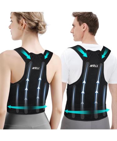 Back Support Brace Posture Corrector: Adjustable Shoulder Lumbar Belt For Women and Men - Upper Back Straightener - Relief Pain in Neck Back and Shoulders (L)