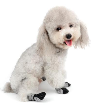 Zunea Dog Boots for Summer - Slide-Resistant & Reflective Soft Mesh Shoes for Small Dogs | Adjustable & Heat-Resistant - 4-Pack (Black) - Buy Online on GoSupps.com
