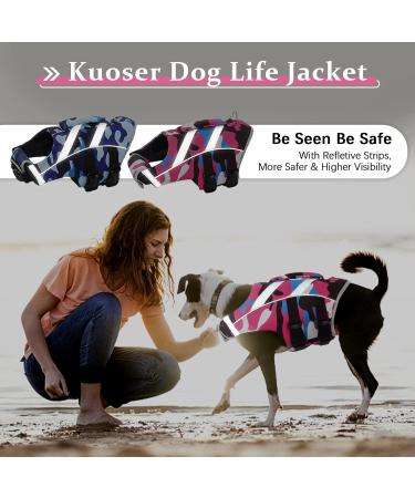 Kuoser Camouflage Dog Life Jacket - High Visibility Floatation Vest with Reflective Stripes and Rescue Handle - Buy Online on GoSupps.com