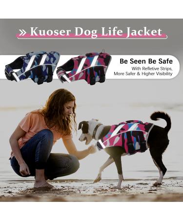 Kuoser Camouflage Dog Life Jacket - Tear-Resistant & High Visibility for Small to Large Dogs - XL Pink with Rescue Handle - Buy Online on GoSupps.com