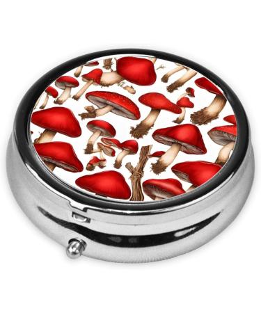 Red White Mushroom Mini Round Pill Box - 3 Compartment Portable Organizer for Travel Home & Office - Buy Online on GoSupps.com