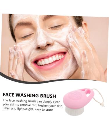 Angoily Facial Exfoliator Scrub Cleansing Scrub Brush Handle Facial Cleansing Brush Scrubber Silica Gel face Facial Cleanser Facial Brush washbasin Soft Fur Tool Manual face Washing Brush - Buy Online on GoSupps.com