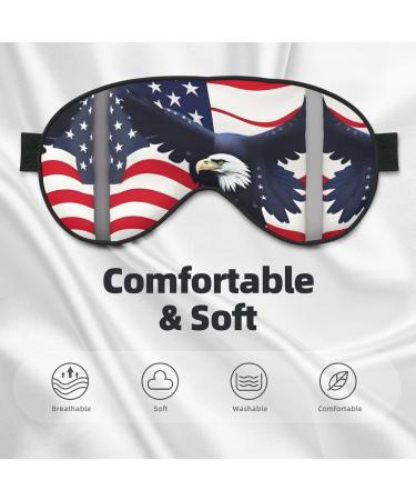 American Flag Eagle Double-Sided Sleep Eye Mask | Comfortable Blindfold with Adjustable Strap - Light Blocking Black - Buy Online on GoSupps.com