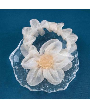 Inilbran Boho Silk Satin Hair Scrunchies Vintage Satin Hair Band Hair Ties French Elastic Hair Tie Ropes Pearl Ponytail Scrunchy Hair Ties Hair Accessories for Women and Girls Headdress Champagne - Buy Online on GoSupps.com