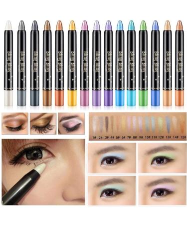 Creamoon Eyeshadow Pencils Eyeshadow Pen Glitter Eyeshadow Stick Long-lasting Waterproof Eyeshadow Smooth Eye Shadow Stick Eye Makeup Beauty Makeup Tools (Colorful blue) 11colorful blue - Buy Online on GoSupps.com
