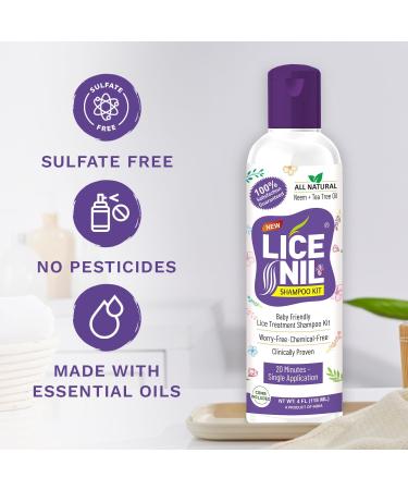 Licenil Lice & Nits Treatment Shampoo - Neem & Tea Tree Oil | Herbal Head Lice Removal for Adults & Children - 118 ml - Buy Online on GoSupps.com