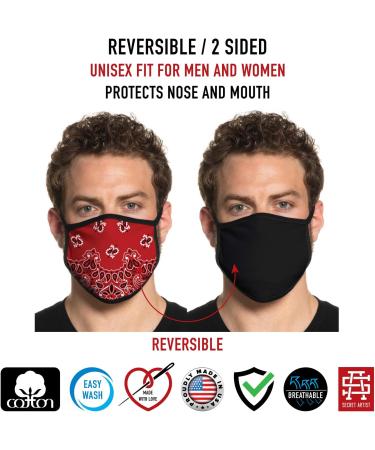 Buy Washable Unisex Bandana Face Mask with Ear Loops - Reversible Perfect Fit for Small Faces | Made in USA | International Shipping - Buy Online on GoSupps.com