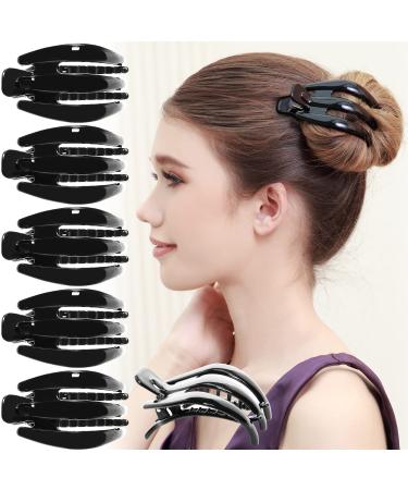RC ROCHE ORNAMENT 6 Pcs Womens Premium Plastic Curve Claw Jaw Side Slide Curve Clasp Anti Slip Comfy Styling Barrettes Girls Beauty Accessory Hair D cor Clips Clamps Medium Black Medium (Pack of 6) Black