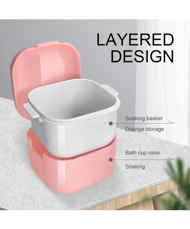 Didatool Prosthesis Box - Denture Box with Filter & Finger Toothbrush for Easy Storage & Cleaning (Pink) | International Shipping Available - Buy Online on GoSupps.com