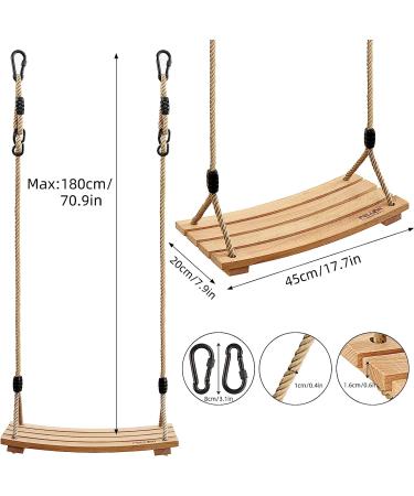 Pellor Wood Tree Swing Seat - Indoor Outdoor Rope Wooden Swing Set for Children & Adults - 17.7x7.9x0.6 inch - Burlywood - Buy Online on GoSupps.com