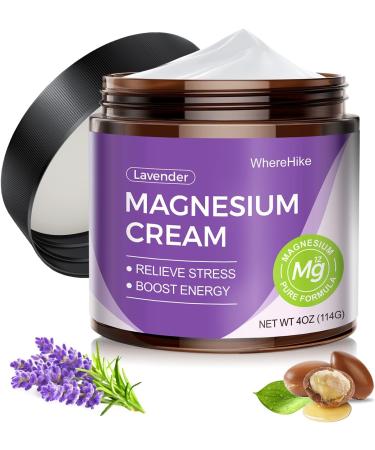 Natural Topical Magnesium Cream for Sleep Nighttime Magnesium Lotion for Pain and Leg Cramps Muscle Relaxation Calm Deep Hydration for Skin Care-Lavender 1-Lavender - Buy Online on GoSupps.com