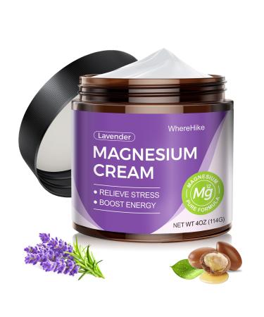 Natural Topical Magnesium Cream for Sleep Nighttime Magnesium Lotion for Pain and Leg Cramps Muscle Relaxation Calm Deep Hydration for Skin Care-Lavender 1-Lavender
