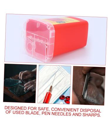 Safety Razor Holder & Blade Disposal Container - Healeeved Needle Drainage Etui Sharp Objects Garbage Can Red 15.4x9.5cm - Buy Online on GoSupps.com