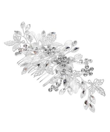 minkissy Rhinestone Tuck Comb Hair Comb for Women Gem Side Combs Bridal Hair Comb Leaf Bridal Headpieces French Side Comb Wedding Accessories for Brides Flower Side Comb Rhinestones