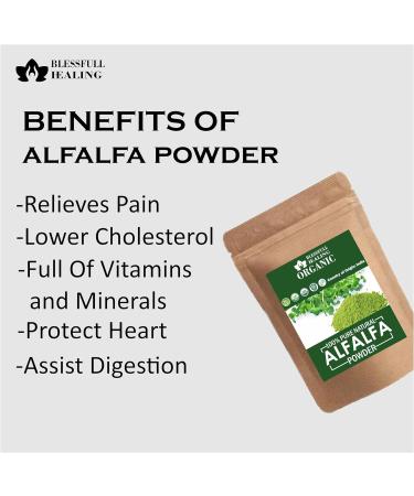 Blessfull Healing Organic 100% Pure Natural Alfalfa Superfood Powder | 300 Gram / 10.58 oz - Buy Online on GoSupps.com