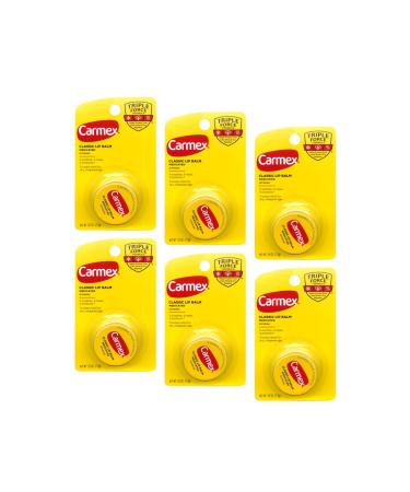 Carmex Classic Lip Balm Medicated 0.25 oz (Pack of 6) Original 0.25 Ounce