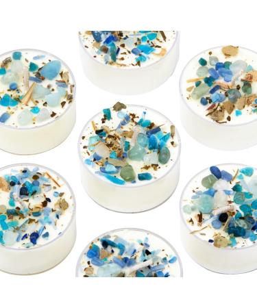 Throat Chakra Candle Set | New Moon Beginnings | Aromatherapy Tealights | Dried Flowers Herbs & Crystals | International Shipping Available - Buy Online on GoSupps.com