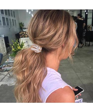 Brinie Beaded Boho Hair Ties - Champagne Weave Scrunchies (Pack of 2) - Buy Online on GoSupps.com