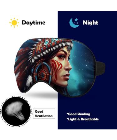 Sleep Eye Masks Lady in an Indian Headdress Sleep Eye Mask & Blindfold with Elastic Strap/Headband for Women Men Sleep Travel Nap - Buy Online on GoSupps.com