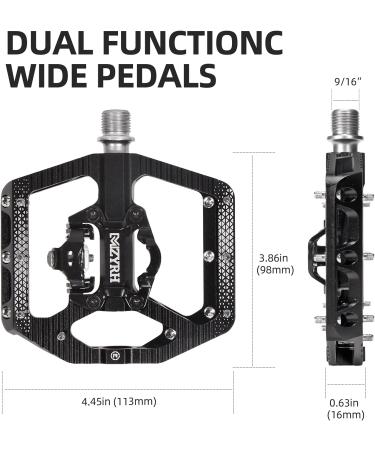 Black MZYRH MTB Mountain Bike Pedals with Cleats - Dual Function SPD Compatible, Sealed Clipless Aluminum, 3 Bearings - 9/16 Platform - Buy Online on GoSupps.com
