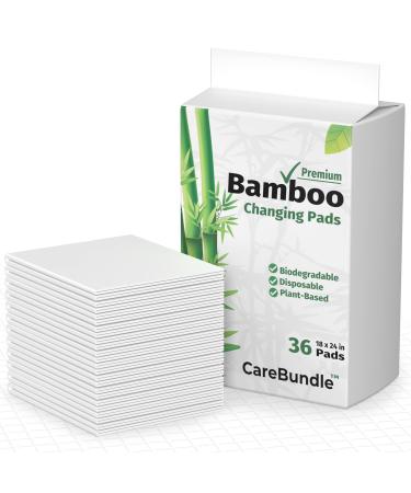 CareBundle |100% Plastic Free | Bamboo Disposable Changing Pads for Baby | 36 Pads
