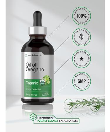 Horbaach Organic Oregano Oil Drops 4 fl oz | Vegan Liquid Extract | Non-GMO & Gluten Free Supplement - Buy Online on GoSupps.com