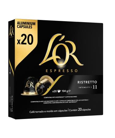 L'Or Espresso Coffee Ristretto Intensity 11 Aluminum Capsules Compatible with Nespresso Machines