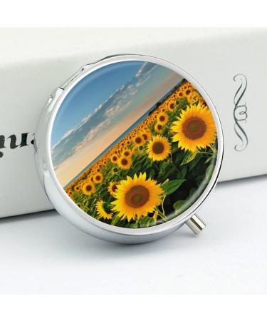 Sunflower Travel Pill Box - Portable 3 Compartment Pill Organizer for Purse & Pocket - Ideal for International Shipping - Buy Online on GoSupps.com