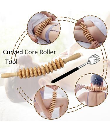 Premium Wooden Massage Roller - Fascia Stick with Handle for Neck Legs Back & Body Relief - Buy Online on GoSupps.com