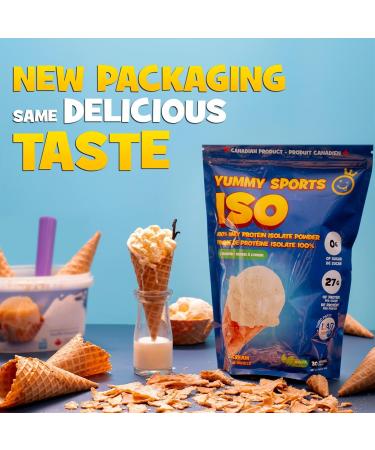 Yummy Sports Whey Protein Powder Isolate - 27g Protein Per Serving - Grass Fed Fast Absorbing Protein - Vegan Zero Sugar Keto Friendly Protein Supplement - 30 Servings 2 LBS - Vanilla Ice Cream - Buy Online on GoSupps.com