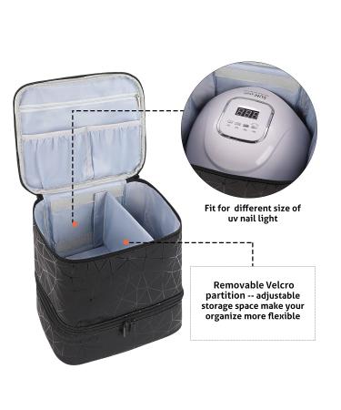 JEWERADO Nail Polish Organizer with UV Light - Double-layer Carrying Case for 30 Bottles - Travel Portable Storage Bag for Manicure Set - Black - Buy Online on GoSupps.com